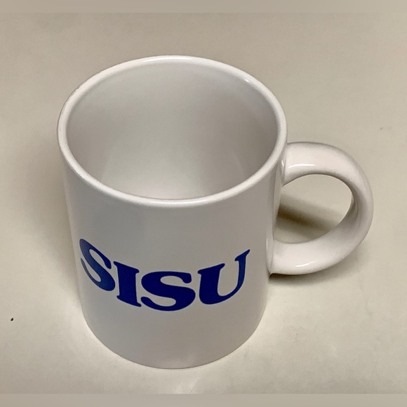 Vintage 1980s Finnish Flag Pride Double Sided SISU Yooper Ceramic Coffee Mug - Picture 4 of 16